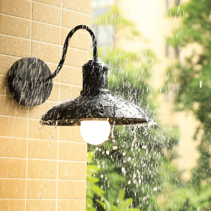Barn Shade Outdoor Wall Lamp - Industrial Metal Gooseneck Wall Light with 1 Bulb