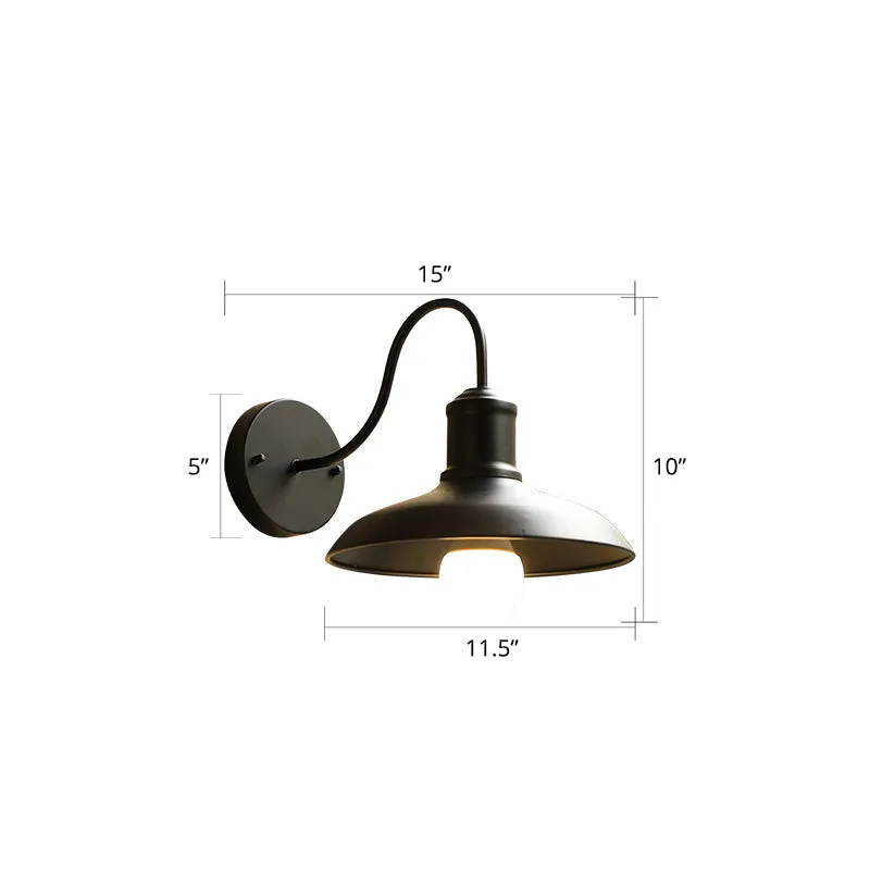 Barn Shade Outdoor Wall Lamp - Industrial Metal Gooseneck Wall Light with 1 Bulb
