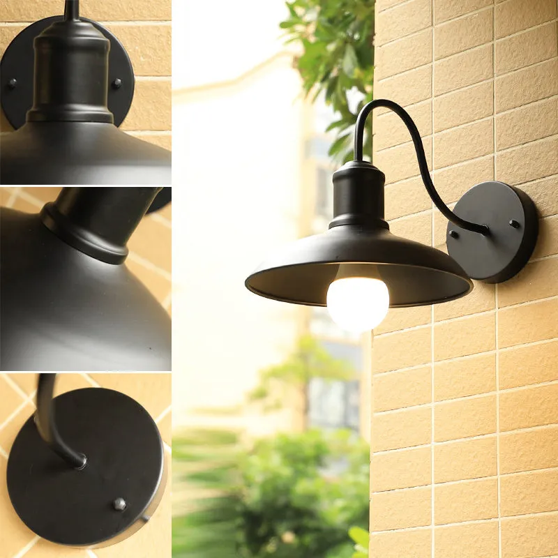 Barn Shade Outdoor Wall Lamp - Industrial Metal Gooseneck Wall Light with 1 Bulb