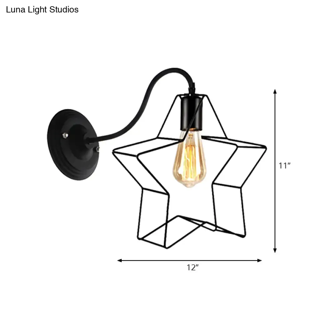 Black Retro Style Metal Diamond/Star Sconce Lamp for Coffee Shop