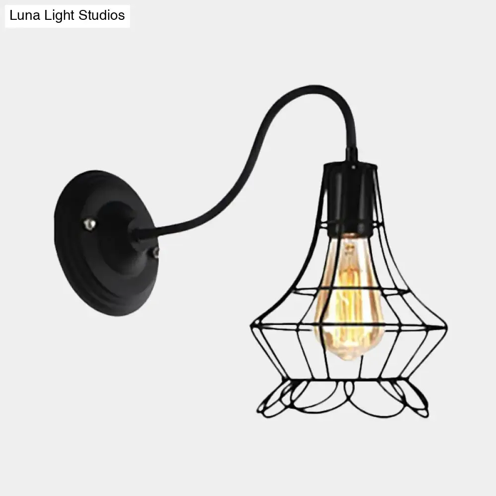 Black Retro Style Metal Diamond/Star Sconce Lamp for Coffee Shop