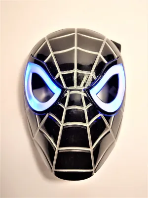 Black Spider-Man Mask / Venom Mask with LED Eyes That Light Up! (Batteries Included)