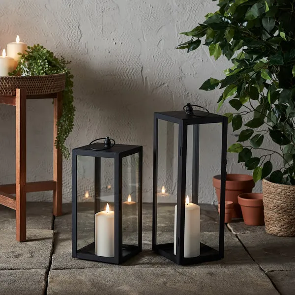 Bowen Black Garden Lantern with White TruGlow® Candle