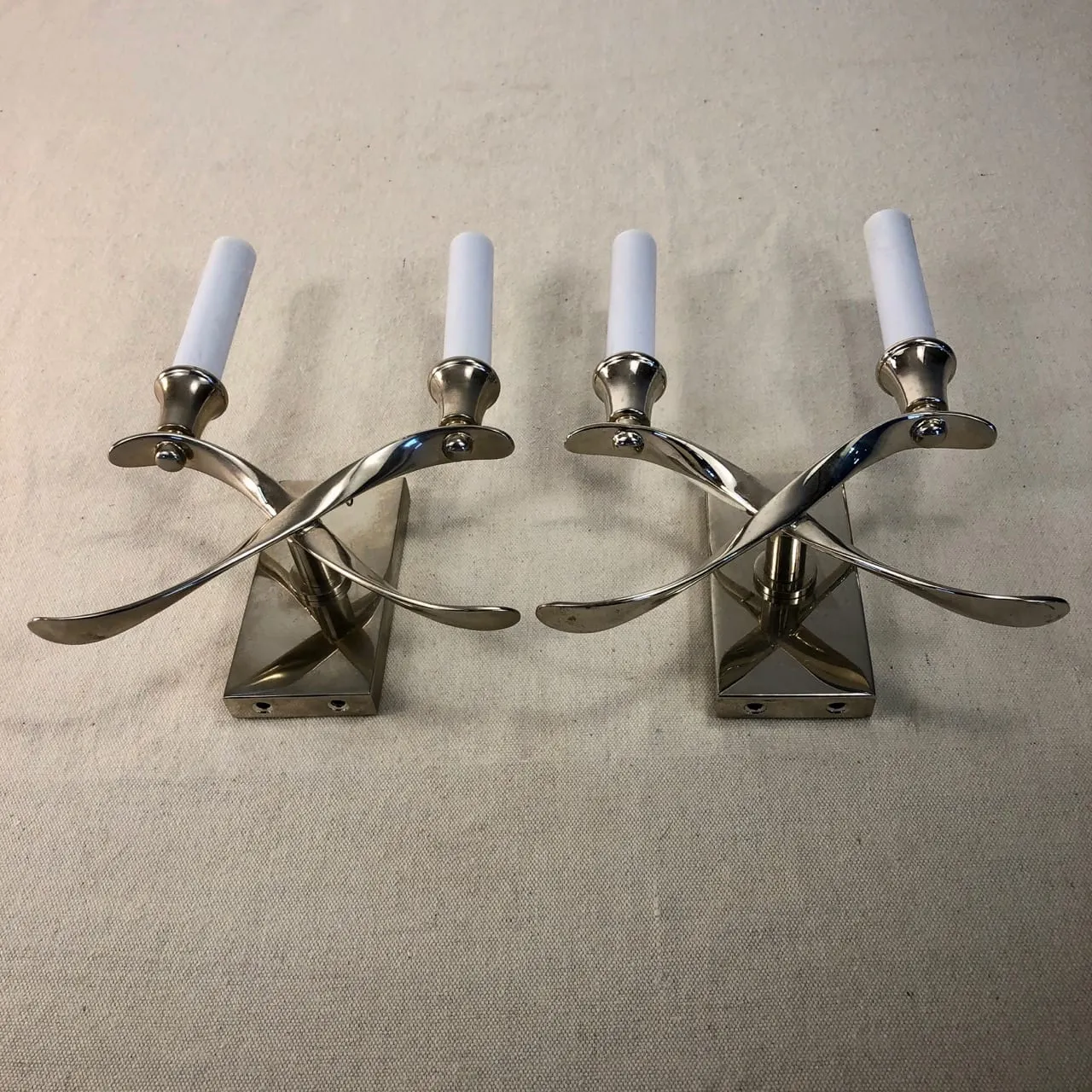 Chapman & Myers Wall Sconce Light, Cross Bouilotte, Nickel