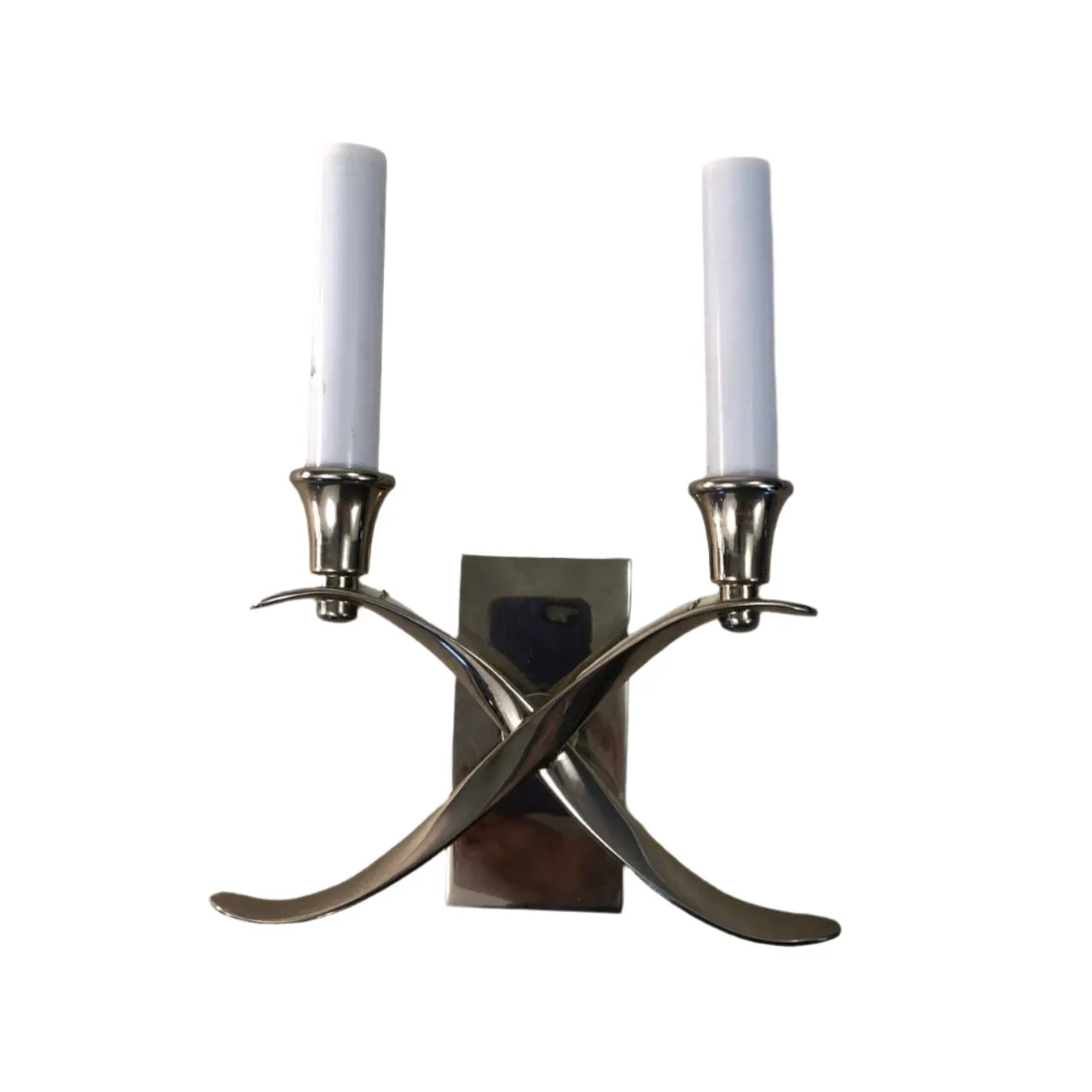 Chapman & Myers Wall Sconce Light, Cross Bouilotte, Nickel