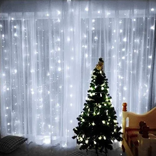 Curtain Lights, IMAGE 9.8ft x 9.8ft Power Driver LED String Lights with 8 Modes for Christmas/Halloween/Wedding/Party Backdrops - FULL Waterproof & UL Safety Standard