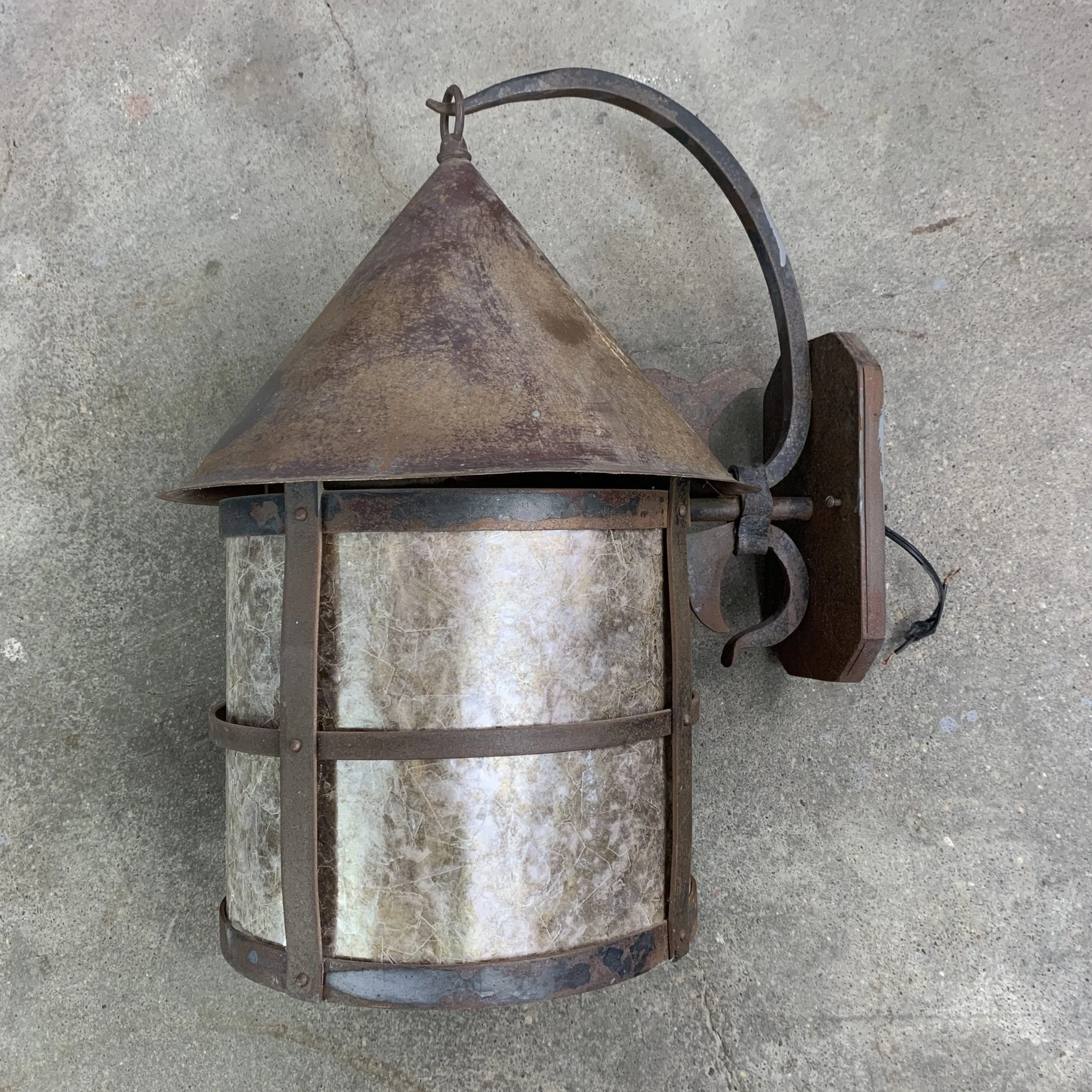 Exterior Wall Lights, Iron and Mica Glass, Rustic