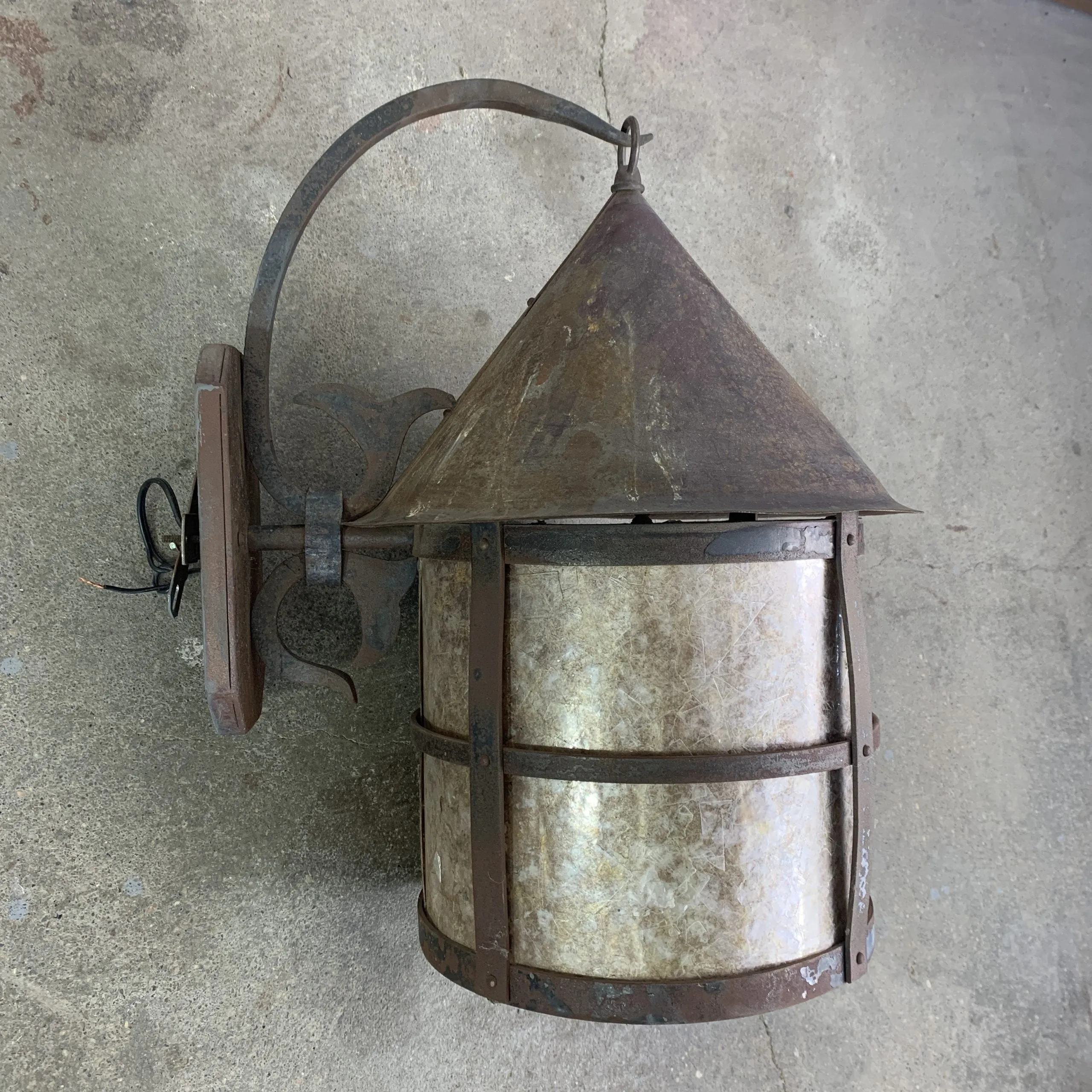 Exterior Wall Lights, Iron and Mica Glass, Rustic