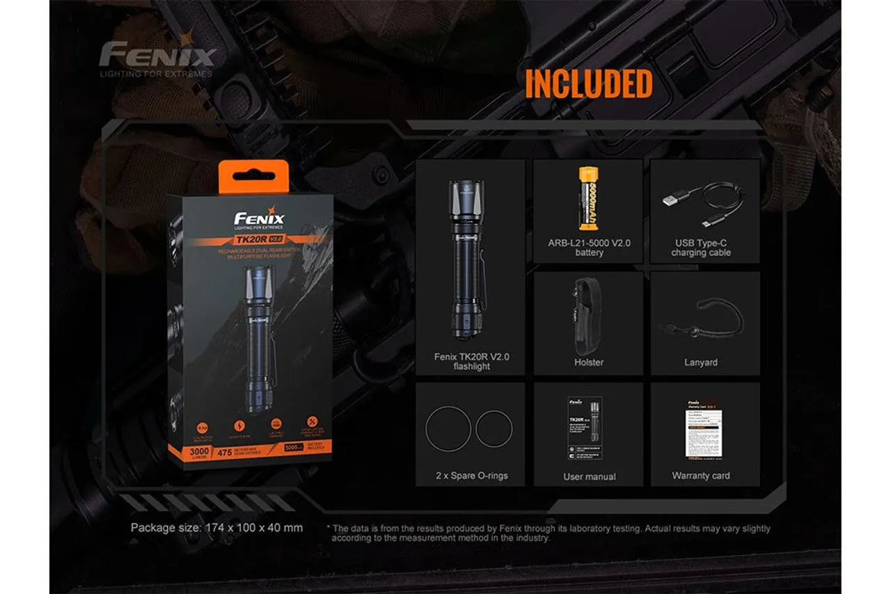 FENIX TK20R V2.0 3000 LUMEN RECHARGEABLE TAC FLASHLIGHT
