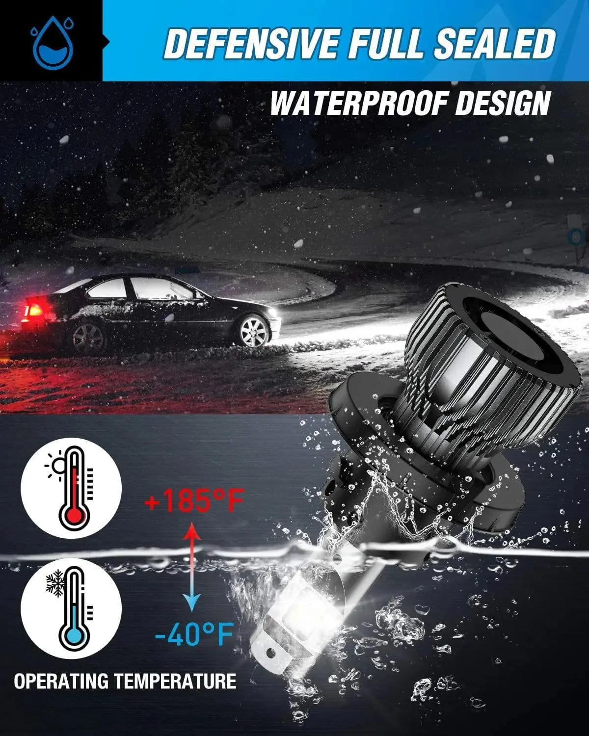 H13/9008 LED Headlight Bulbs E30 Series 70W 14000LM 6500K IP67 | 2 BULBS