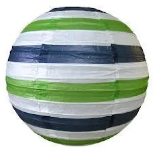 Navy, Lime and White Stripe Lantern