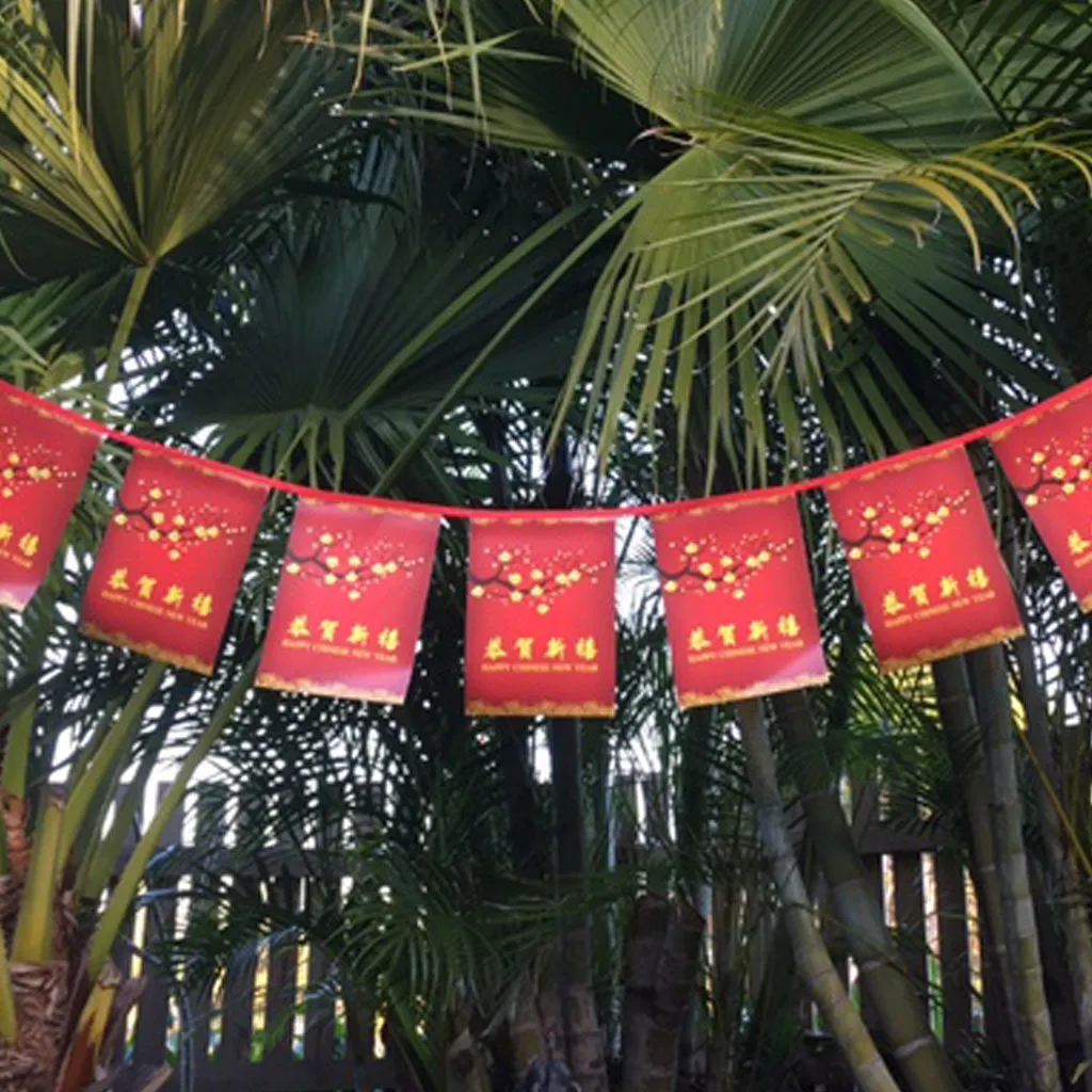 Red & Gold Cherry Blossom - Happy Chinese New Year Bunting 2.2 metres