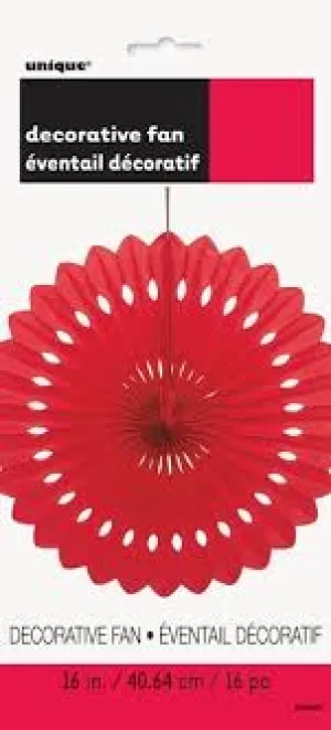 Red Paper Fan Decoration (40cm) Pk1