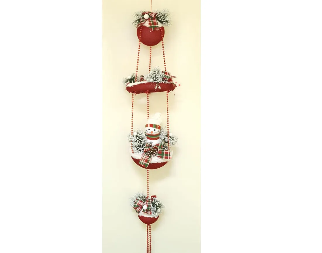 Snowman in basket with velvet wreath