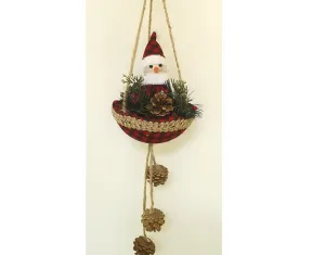 Snowman in red and black basket