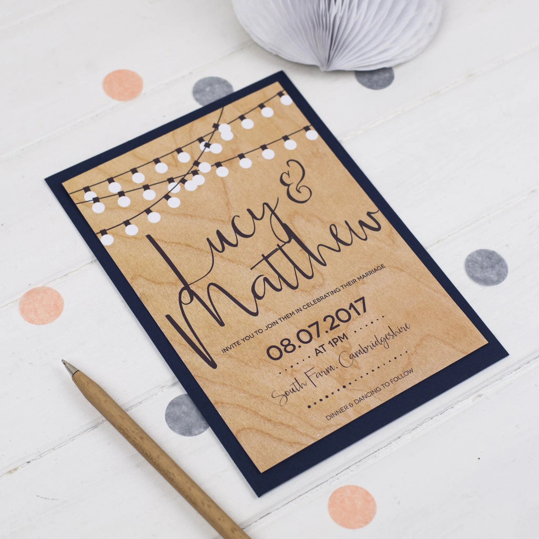 String Lights Wedding Invitations