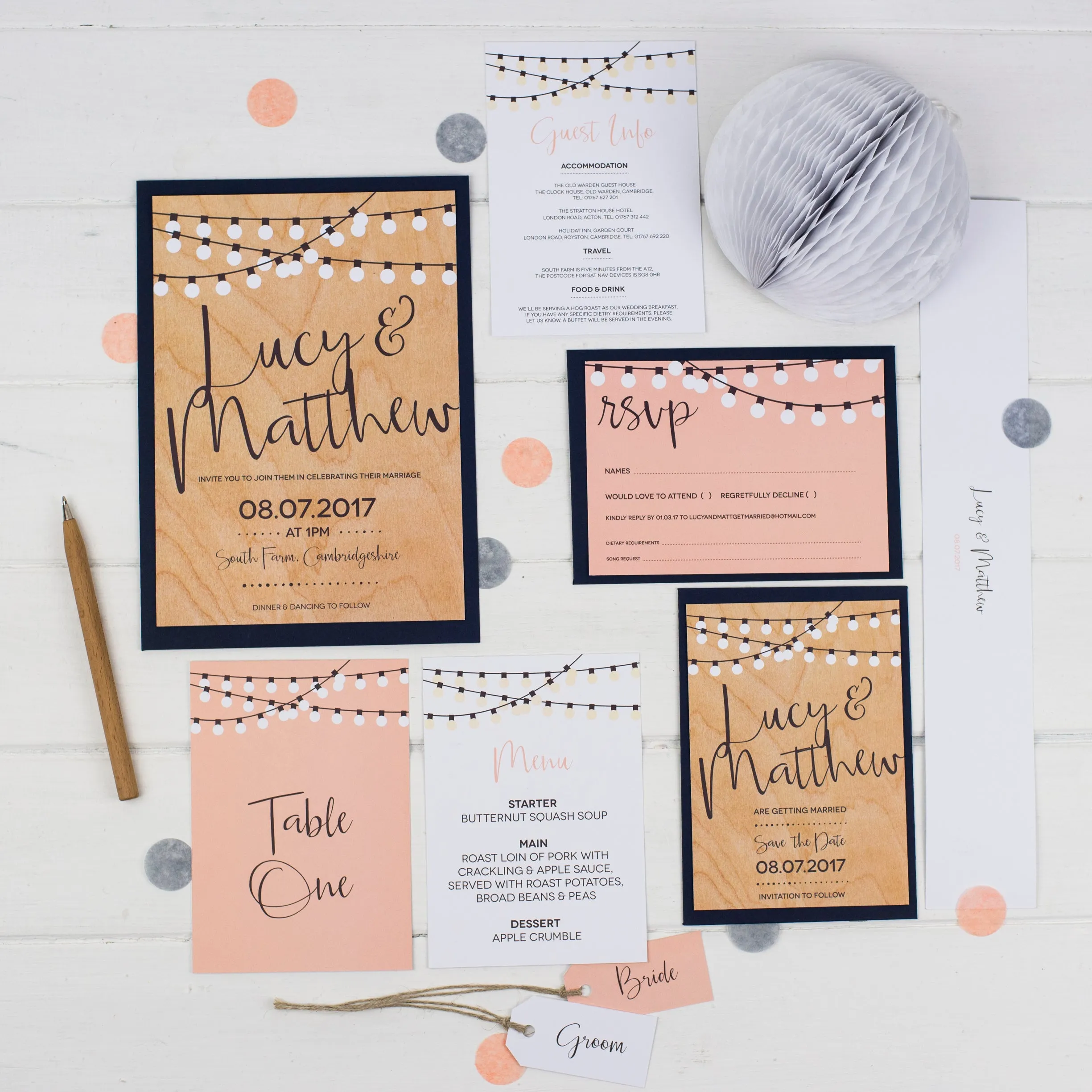 String Lights Wedding Invitations