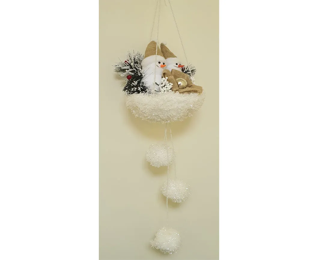 Two snowmen with baubles